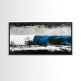 Ocean Wave, Blue, Modern, Canvas Print, Abstract Coastal Wall Art, Surfing Theme Artwork, Contemporary Beach Decor, Large Wall Art
