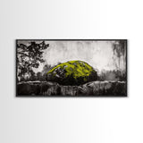Mossy Rock, Abstract Nature, Green and Black Art, Canvas Print, Rustic Wall Decor, Boho Artwork, Modern Farmhouse Decor