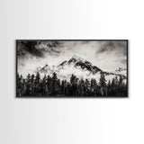 Mountain Landscape, Black and White, Framed Canvas Print, Nature Wall Art, Rustic Home Decor, Modern Farmhouse, Large Wall Art