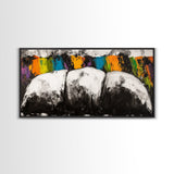 Abstract Mountains, Bold Color Landscape, Modern Art, Vibrant Nature Scene, Expressionist Painting, Living Room Decor, Framed Canvas Print