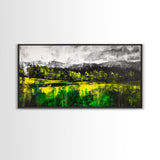 Vibrant Hills, Greenery Landscape, Abstract Painting, Canvas Print, Modern Wall Art, Eclectic Home Decor, Bold Color Palette, Unique Art
