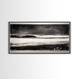 Stormy Ocean Wave, Black and White Seascape, Coastal Wall Art, Nautical Decor, Minimalist Artwork, Beach House Vibes, Framed Canvas Print