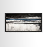 Stormy Beach, Coastal Landscape, Black and White Ocean Art, Moody Seascape, Nautical Home Decor, Modern Minimalist Art, Canvas Print