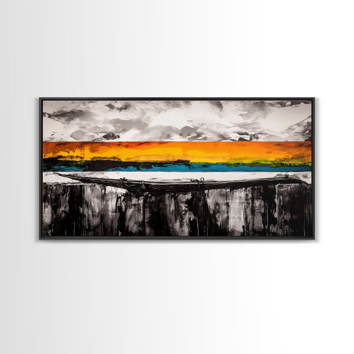 Dramatic Sunset, Abstract Horizon, Vibrant Colorful Art, Bold Nature Wall Art, Southwest Painting, Large Statement Art, Canvas Print