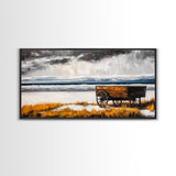 Rustic Wagon, Western Decor, Autumn Wall Art, Landscape Canvas Print, Farmhouse Living Room Art, Country Style, Nature Wall Decor