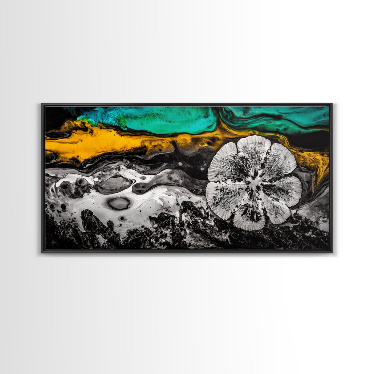 Abstract Fluid, Colorful Swirl, Black Gold Art, Canvas Print, Modern Wall Art, Living Room Art, Unique Home Decor