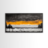 Sunset Over Ocean, Dramatic Sky, Coastal Landscape, Minimalist Wall Art, Beach Home Decor, Framed Canvas Print, Large Statement Art