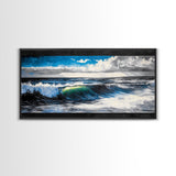 Ocean Wave, Blue Water, Wall Art, Framed Canvas Print, Coastal Decor, Large Beach Print, Nautical Art, Living Room Wall Art