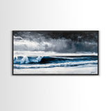 Stormy Ocean, Dramatic Seascape, Blue Waves, Coastal Decor, Moody Beach Art, Modern Wall Decor, Large Statement, Framed Canvas Print