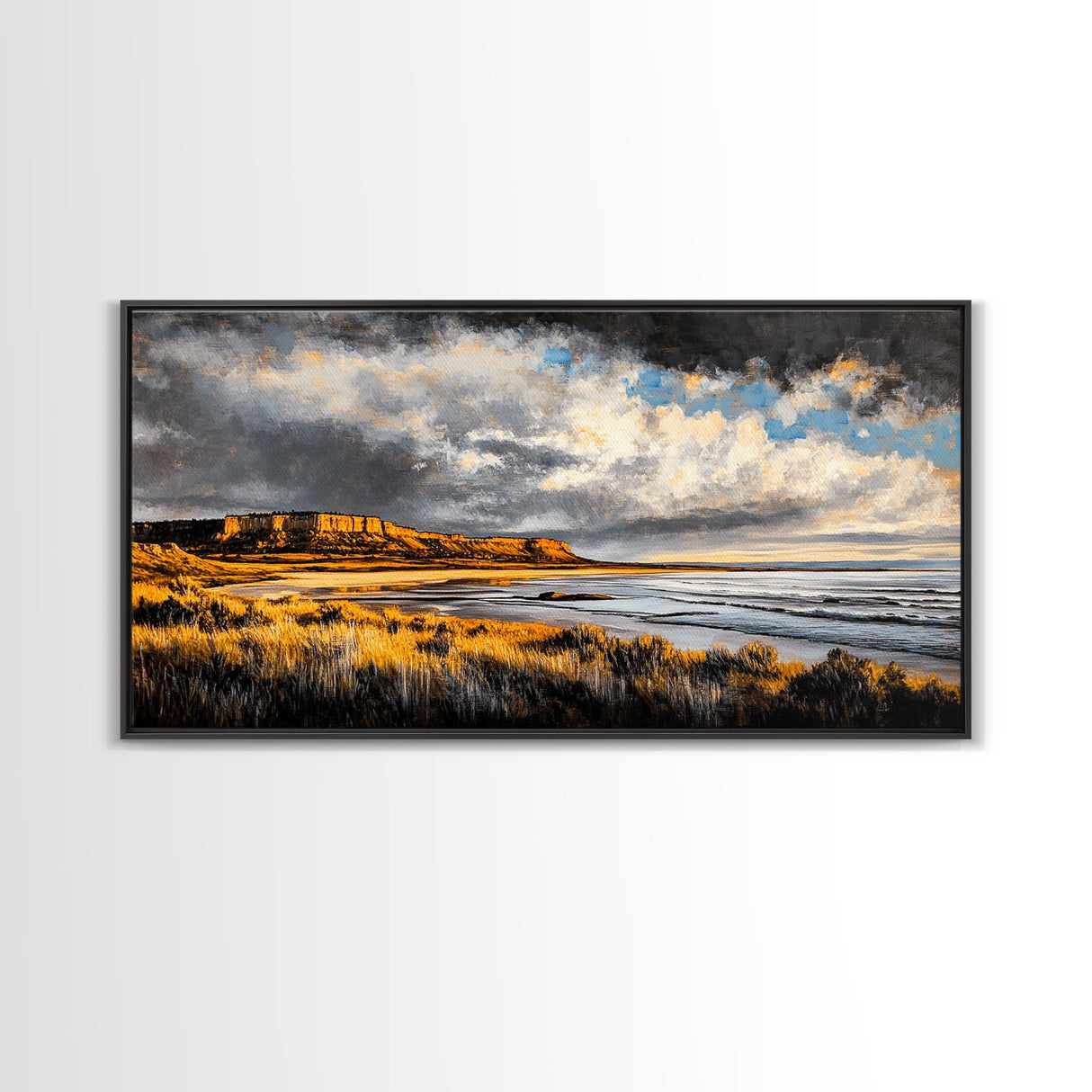 Canyon, Dramatic Sky, Southwest, Desert, Framed Canvas Print, Western Landscape Wall Art, Rustic Home Decor, Nature Painting, Fall Colors