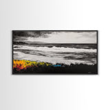 Moody Seascape, Coastal Waves, Black and White Art, Canvas Print, Beach House Decor, Modern Minimalist Wall Art, Office Wall Decor
