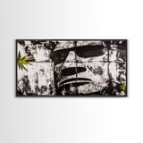 Monochrome Face Art, Edgy Black White Painting, Street Art Print, Urban Loft Decor, Framed Canvas Print, Unique Statement Piece