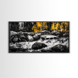 Fishing Art, River Scene, Nature Wall Art, Rustic Cabin Decor, Wildlife Painting, Framed Canvas Print, Lodge Wall Art, Autumn Landscape