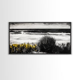 Ocean Waves, Coastal Scene, Beach House Art, Seaside Decor, Black and White Seascape, Framed Canvas Print, Minimalist Art, Nature Painting