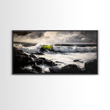 Stormy Sea, Coastal Waves, Nature Painting, Dramatic Seascape, Beach House Art, Framed Canvas Print, Living Room Decor, Ocean Landscape