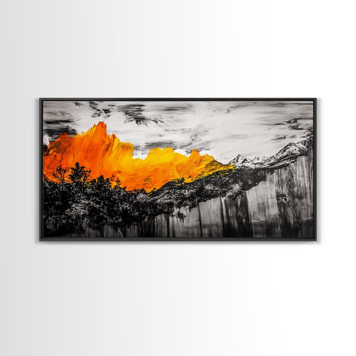 Firestorm, Mountain Art, Nature Abstract, Dramatic Canvas Print, Fall Art, Wilderness Decor, Rustic Living Room, Framed Canvas Print
