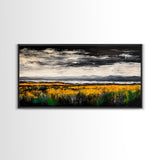 Moody Landscape Painting, Autumn Field Art, Dark Sky Nature Wall Decor, Rustic Country Home Art, Earthy Farmhouse Style, Canvas Print