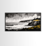 Rugged Coast, Ocean Horizon, Green Cliffs, Canvas Print, Coastal Landscape, Nautical Wall Art, Modern Home Decor, Living Room Art