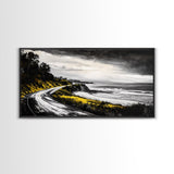 Stormy Beach, Ocean Mist, Coastal Serenity, Canvas Print, Moody Seascape Art, Contemporary Wall Art, Living Room Decor, Nautical Theme