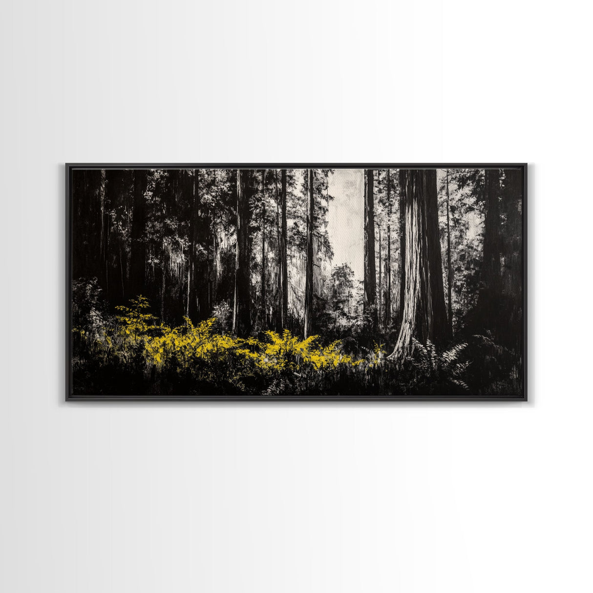 Redwood Forest, Nature Wall Art, Black and White Art, Framed Canvas Print, Rustic Home Decor, Cabin Wall Art, Minimalist Landscape