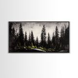 Black Forest, Dark Landscape, Modern Wall Art, Minimalist Nature, Moody Trees, Framed Canvas Print, Living Room Decor, Rustic Cabin Art