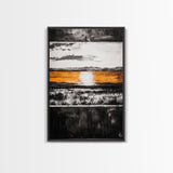 Abstract Horizon, Golden Light, Modern Landscape, Framed Canvas Print, Minimalist Wall Art, Office Decor, Contemporary Sunset, Fall Vibes