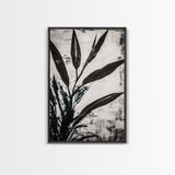 Minimalist Leaves, Monochrome Plant Art, Botanical Wall Decor, Neutral Home Art, Black and White Nature, Framed Canvas Print, Gift Idea