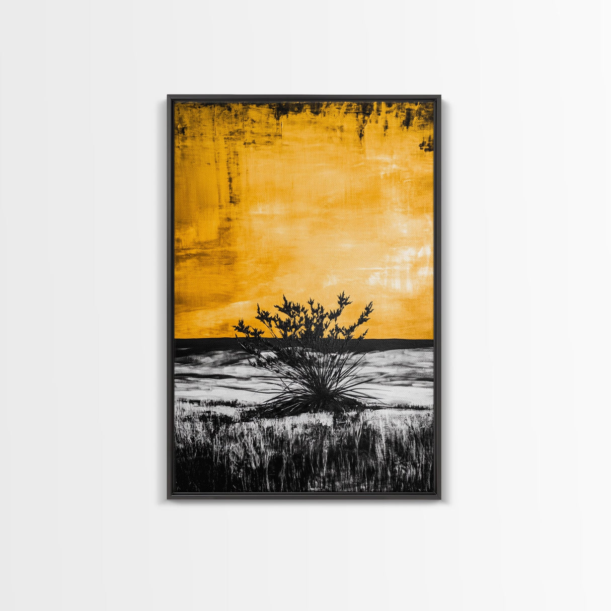 Golden Horizon, Minimalist Desert Art, Warm Sunset Tones, Contemporary Landscape, Boho Home Decor, Framed Canvas Print, Gift Idea