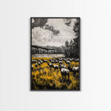Elk Herd, Autumn Field, Wildlife Wall Art, Canvas Print, Rustic Home Decor, Cabin Aesthetic, Mountain Scene, Nature Photography