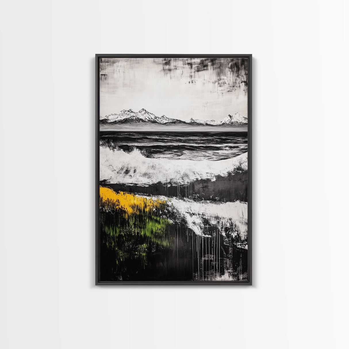 Mountain Sunset, Bold Colors, Abstract Landscape, Framed Canvas Print, Fall Wall Art, Rustic Home Decor, Large Wall Painting