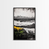 Mountain Sunset, Bold Colors, Abstract Landscape, Framed Canvas Print, Fall Wall Art, Rustic Home Decor, Large Wall Painting
