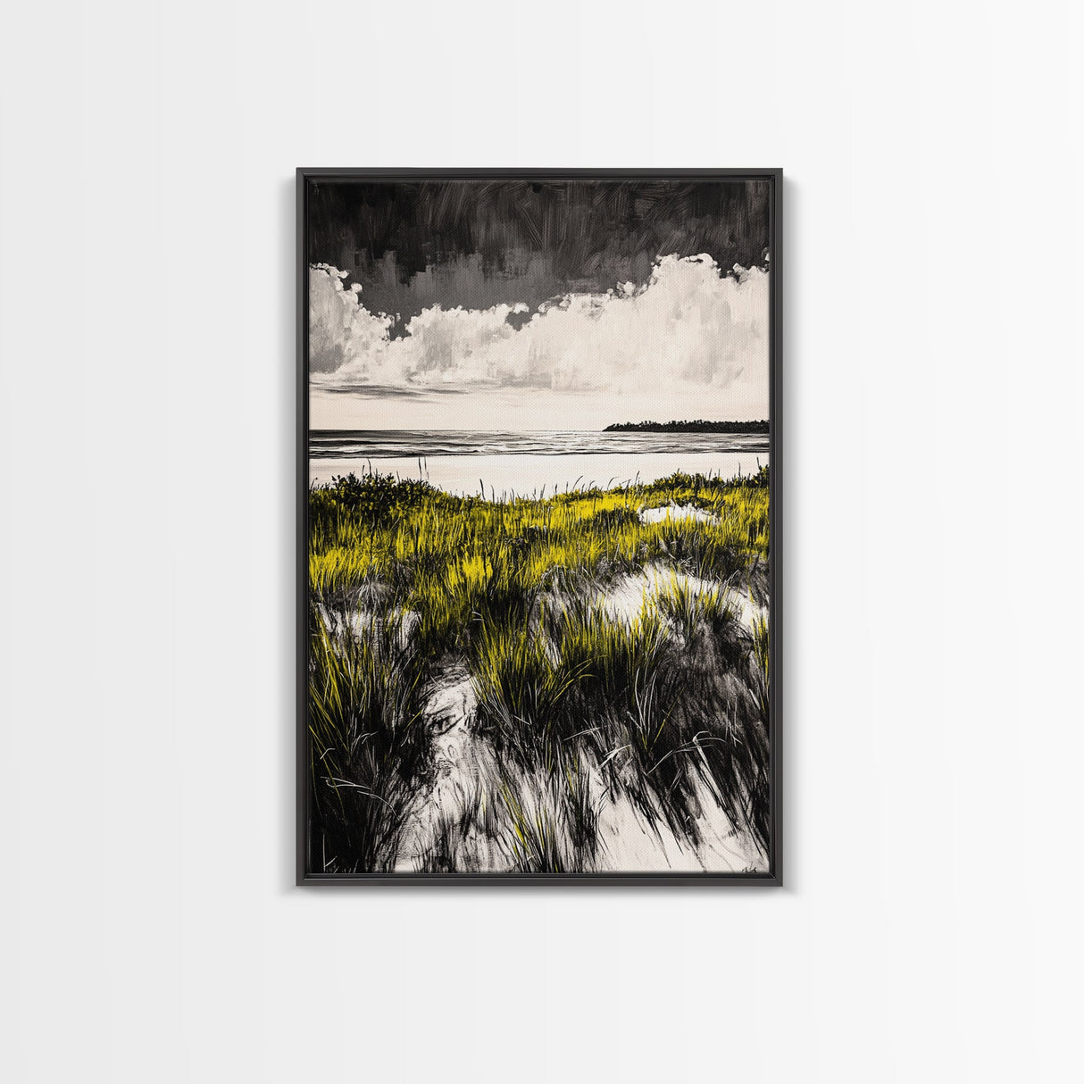 Dune Grass, Coastal Landscape Wall Art, Beach House Decor, Serene Nature Print, Rustic Seaside Art, Framed Canvas Print