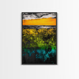 Vibrant Sunset, Golden Horizon, Abstract Landscape, Fall Wall Decor, Textured Nature Art, Framed Canvas Print, Modern Home Art