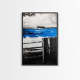 Shipwreck, Abandoned Boat, Blue Ocean, Dramatic Scene, Framed Canvas Print, Rustic Wall Art, Nautical Decor, Adventure Themed Art