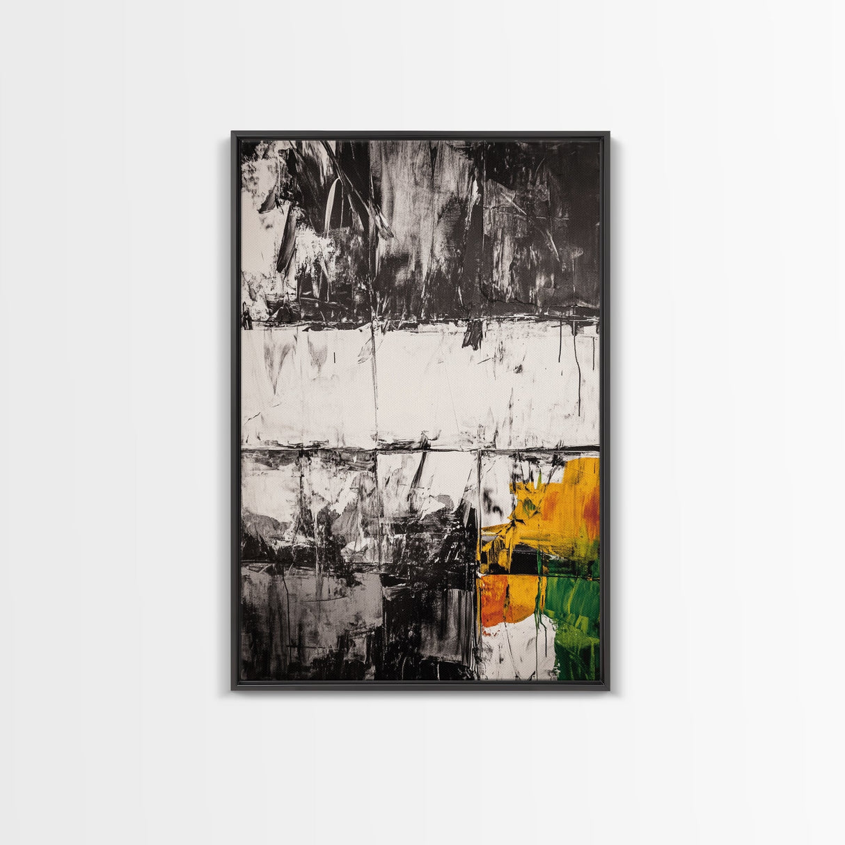 Textured Abstract, Mixed Media Art, Urban Modern, Black and Yellow, Minimalist Home Decor, Contemporary Artwork, Canvas Print