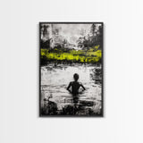 Woman in Water, Abstract Reflection, Moody Wall Art, Black and White Canvas Print, Contemporary Bedroom Art, Minimalist Home Decor