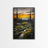 Mountain Sunset, Wilderness Landscape, Nature Wall Art, Outdoor Adventure Print, Framed Canvas Print, Living Room Decor, Cabin Aesthetic