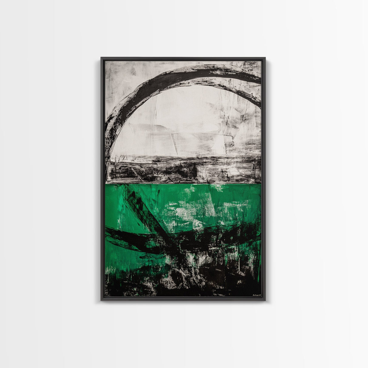Abstract Horizon, Green and Black Art, Minimalist Canvas Print, Modern Office Decor, Bold Artwork, Statement Piece, Contemporary Home