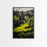 Forest Glow, Golden Trees, Nature Wall Art, Canvas Print, Mountain Landscape, Woodland Scene, Autumn Decor, Cabin Home Style, Moody Tones