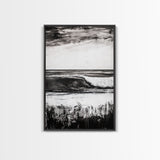 Black White Waves, Ocean Wall Art, Minimalist Coastal, Framed Canvas Print, Beach House Decor, Monochrome Seascape, Surfer Gift