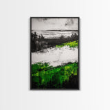 Coastal Cliffs, Ocean Landscape Art, Green Hills Painting, Nature Decor, Outdoor Wall Art, Minimalist Home Print, Framed Canvas Print