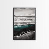 Monochrome Ocean Print, Coastal Wave Seascape, Nautical Wall Decor, Black and White Wall Art, Beach House Art, Framed Canvas Print