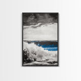Ocean Wave Art, Monochrome Seascape Print, Coastal Wall Decor, Ocean Scene, Nautical Art, Beach House Print, Framed Canvas Print
