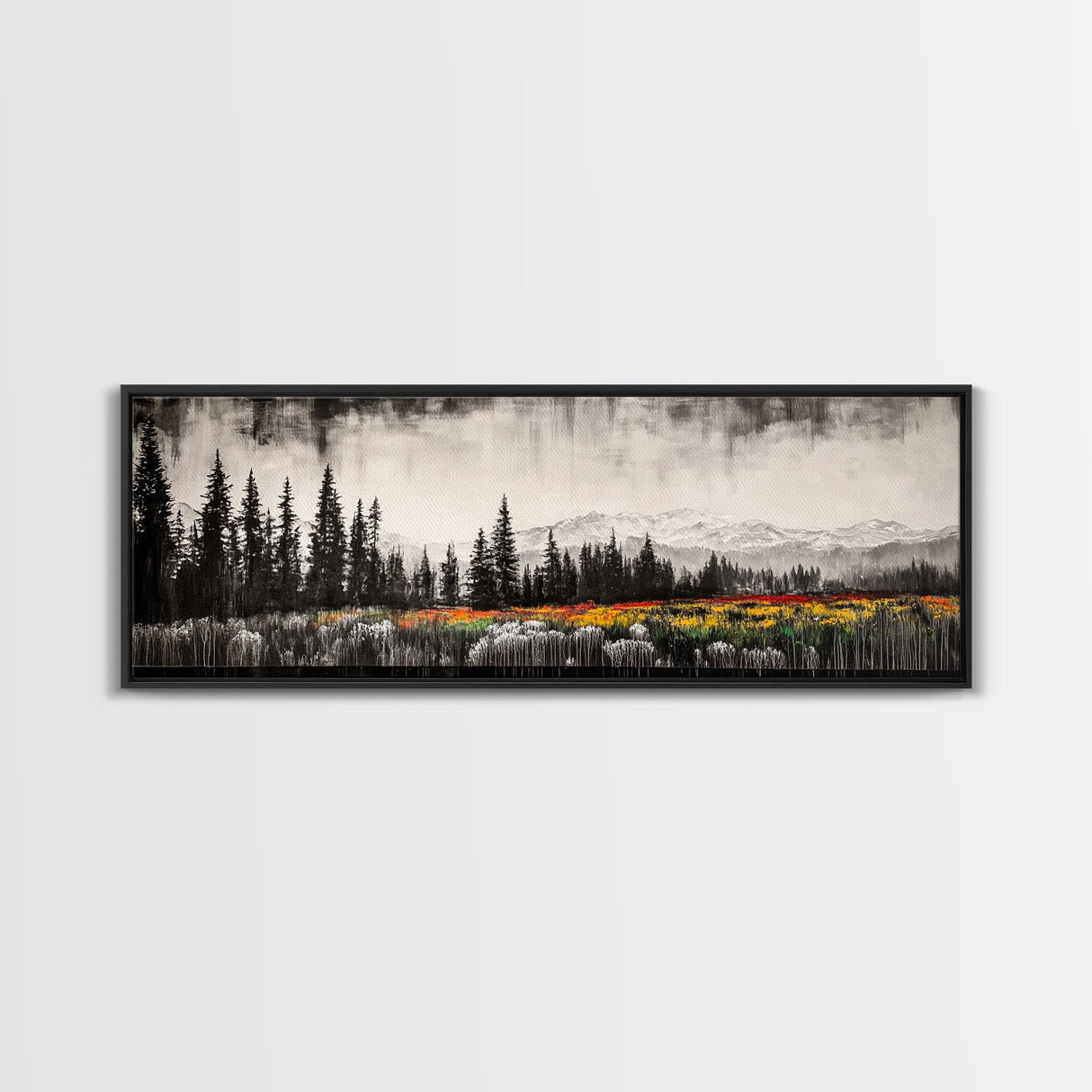 Mountain Landscape, Black and White Wall Art, Modern Nature Print, Rustic Living Room Decor, Autumn Canvas Print, Large Wall Art