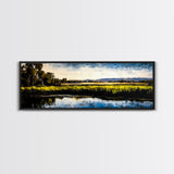 Serene River, Nature Landscape, Framed Canvas Print, Rustic Wall Art, Countryside Decor, Living Room Wall Art, Modern Farmhouse Style