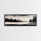 Foggy Forest, Minimalist Landscape, Nature Lover Wall Art, Framed Canvas Print, Calm and Serene Decor, Woodland Theme, Cozy Home Art