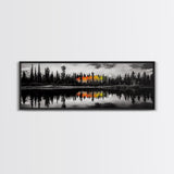 Fall Reflections, Black and White Forest, Vibrant Autumn Colors, Nature Photography, Living Room Wall Art, Canvas Print, Large Wall Art