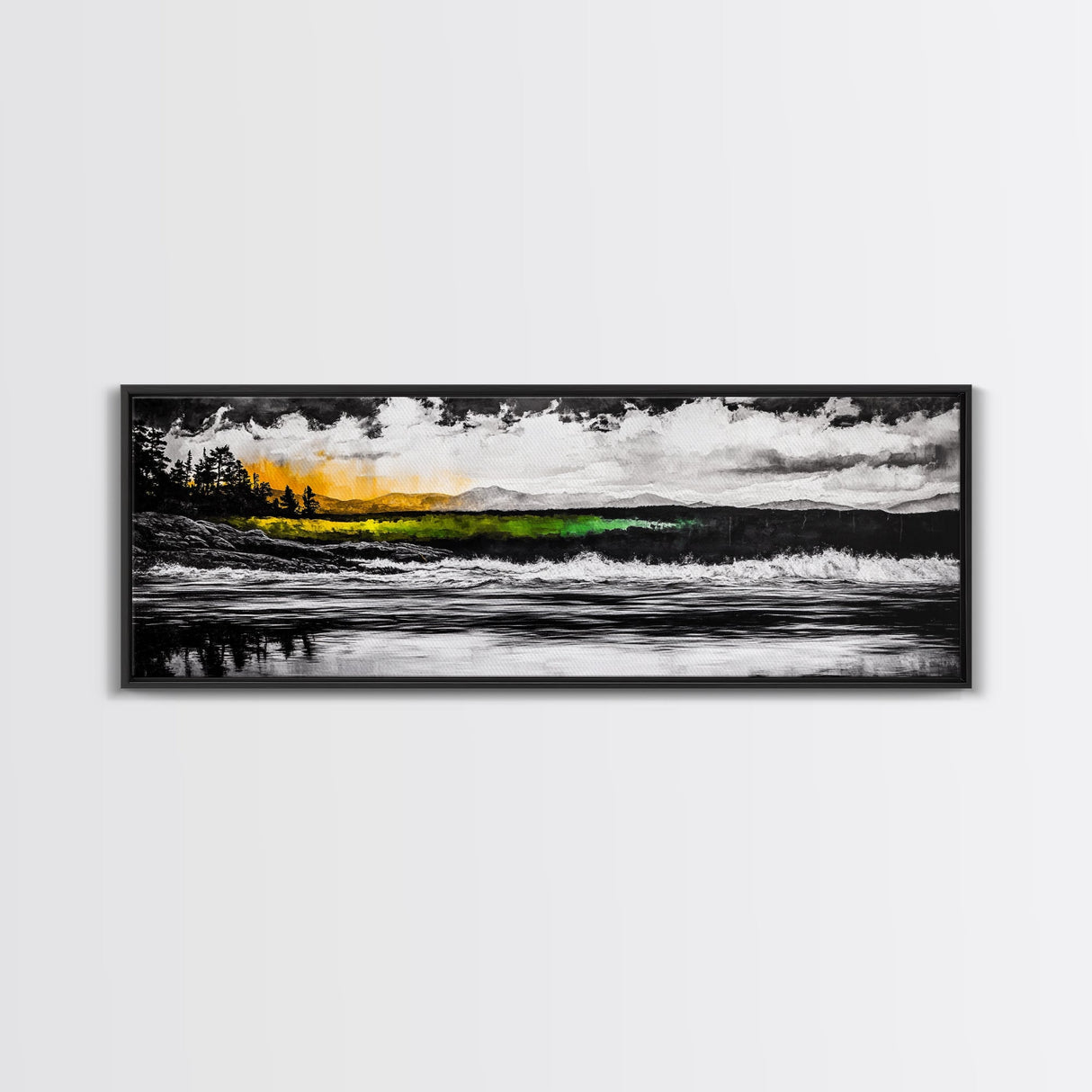 Mountain Reflection, Forest Lake, Scenic Landscape, Nature Canvas Print, Framed Canvas Print, Living Room Art, Wilderness Wall Art