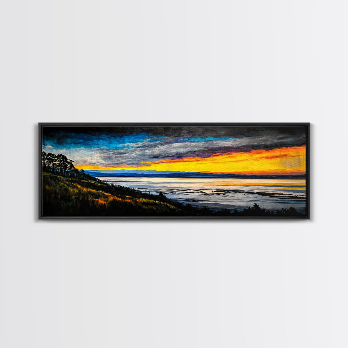 Mountain Sunset, Colorful Landscape, Framed Canvas Print, Nature Wall Art, Home Office Decor, Living Room Wall Art, Scenic View Painting
