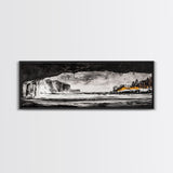 Frozen Cave, Monochrome Landscape, Framed Canvas Print, Winter Wall Art, Dramatic Nature Scene, Home Office Decor, Unique Black and White Art